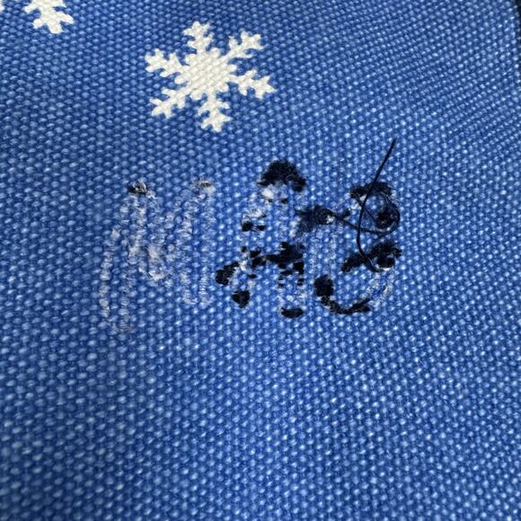 LL Bean Boat & Tote Blue with White Snowflake Canvas Double Handle Mini Tote Bag - Picture 3 of 13